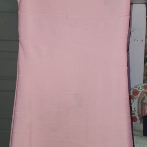 Strapless Pink Midi Bodycon Dress